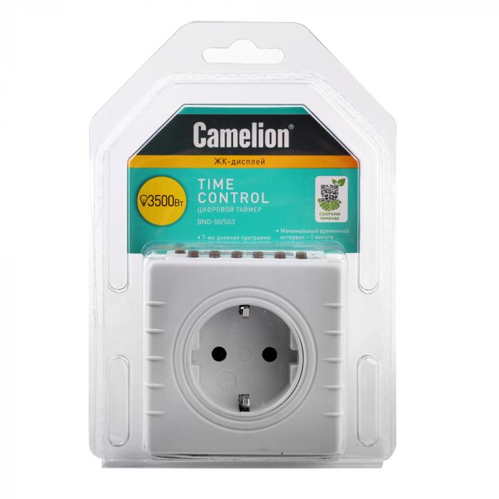Таймер цифровой розеточный Camelion BND-50/SG3, 7-дневная программа, 230/3500Вт