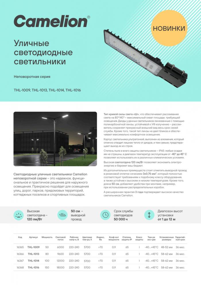 Уличный консольный светильник Camelion THL-1014 100 Вт., 12000 лм, 5700К, неповоротный