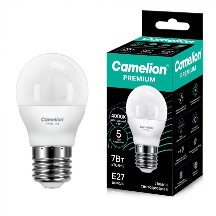 Светодиодная лампа Camelion Premium шар Е27 7Вт 4000К